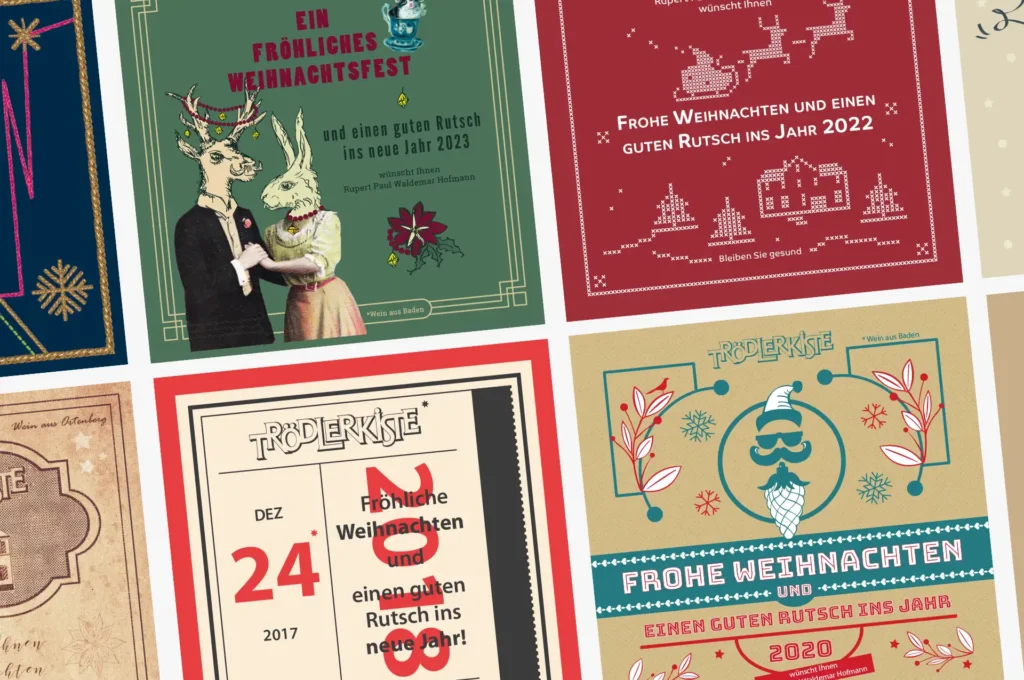 Trödlerkiste weihnachtliche Weinetiketten